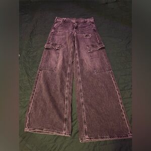 American Eagle Outfitters Black Cargo Wide Leg Jeans